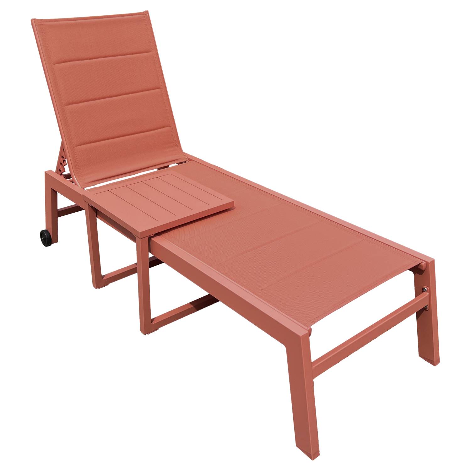 Happy Garden - Set bain de soleil et table d'appoint BARBADOS en textilène terracotta - aluminium terracotta - HAPPY GARDEN - Image 9