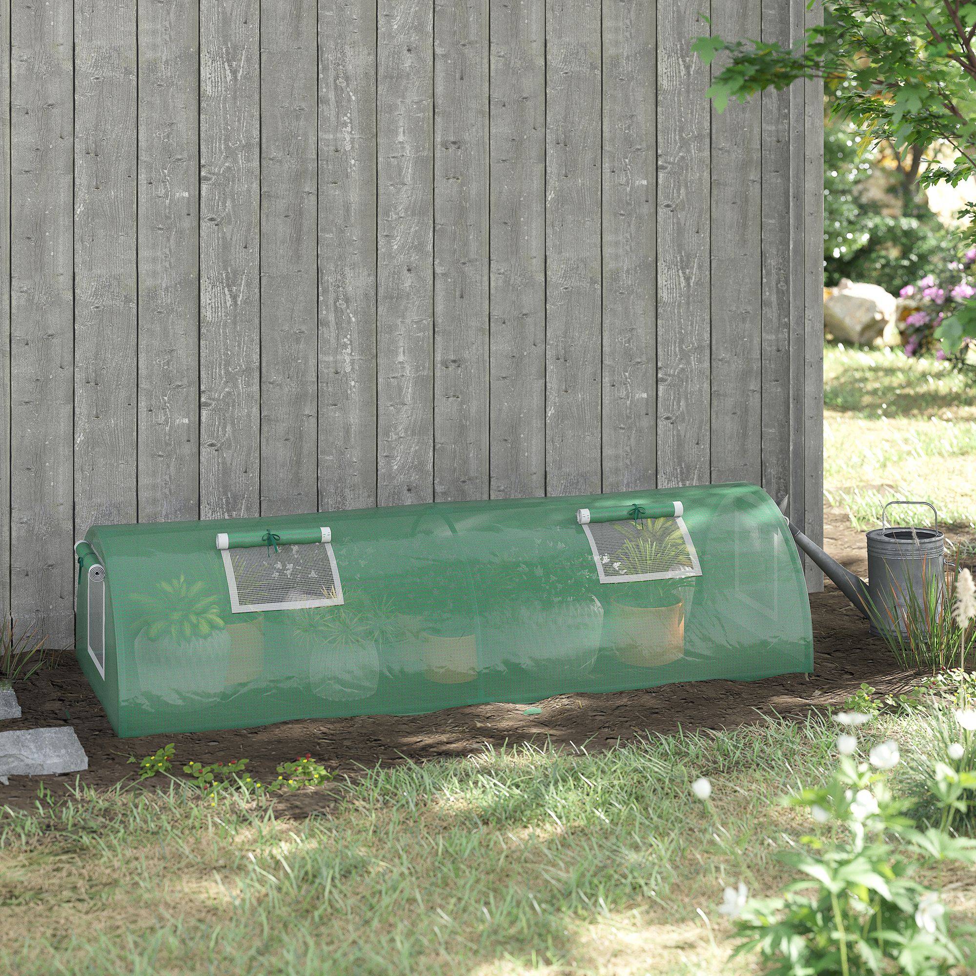 Serre Châssis de Jardin Acier et Bâche PE Anti-UV avec 4 Fenêtres pour Potager 200x80x45 cm Vert - ComfortXL Outdoor Living - Image 4