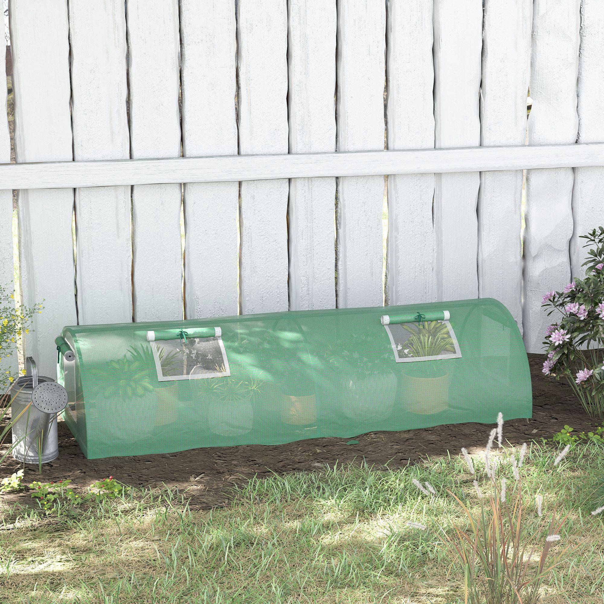 Serre Châssis de Jardin Acier et Bâche PE Anti-UV avec 4 Fenêtres pour Potager 200x80x45 cm Vert - ComfortXL Outdoor Living - Image 3