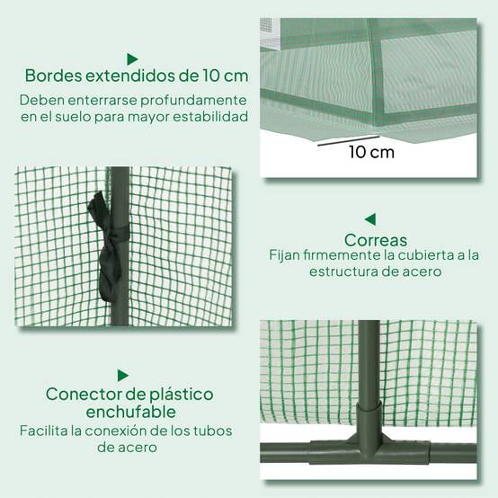 Serre Châssis de Jardin Acier et Bâche PE Anti-UV avec 4 Fenêtres pour Potager 200x80x45 cm Vert - ComfortXL Outdoor Living - Image 8