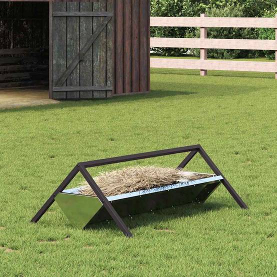 Bac Nourriture Galvanisé 10kg Facile Nettoyage Argent - ComfortXL Outdoor Living - Image 1