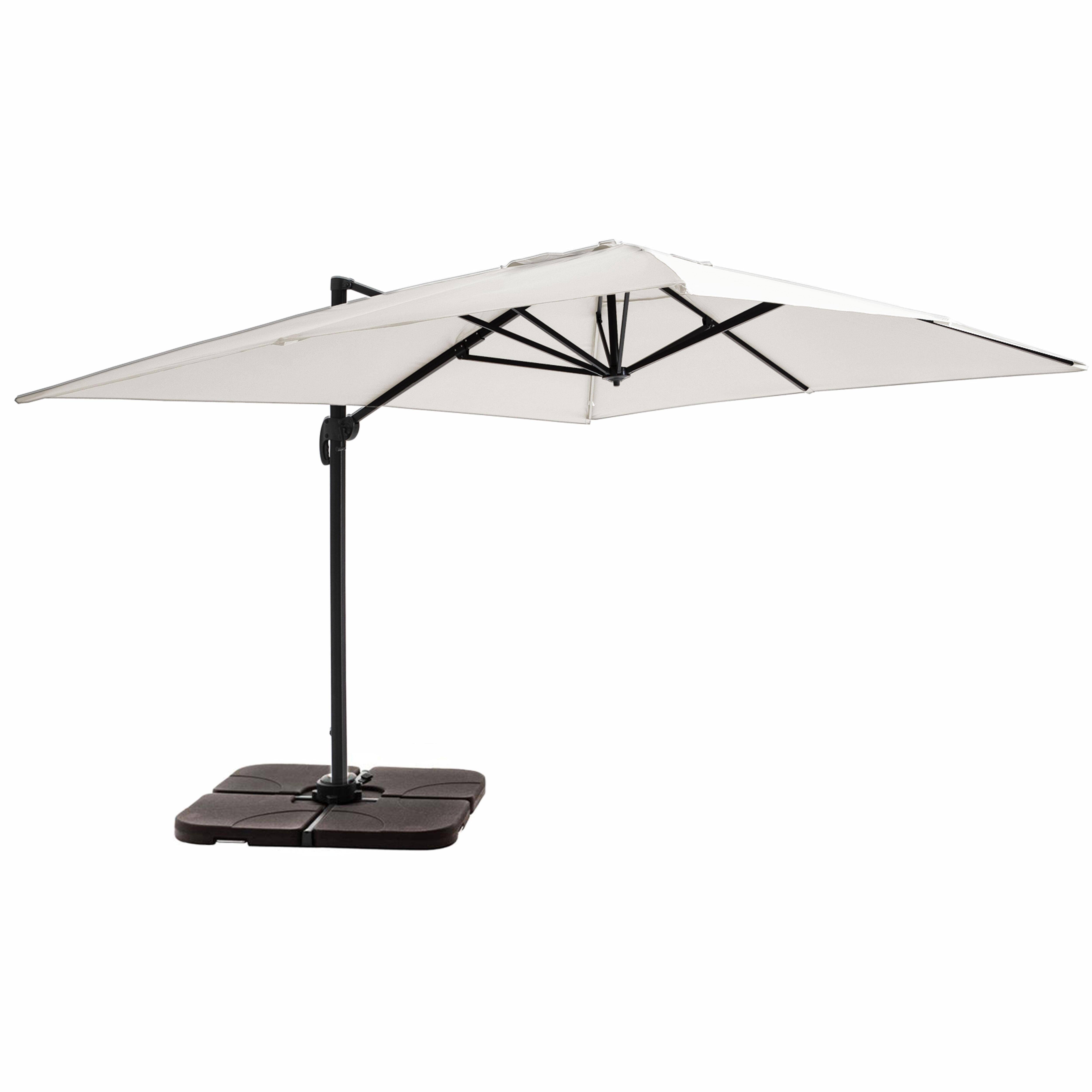 Oviala - Parasol déporté 4x3 m 360° inclinable + 4 dalles à lester blanc Caserta - Oviala - Image 1