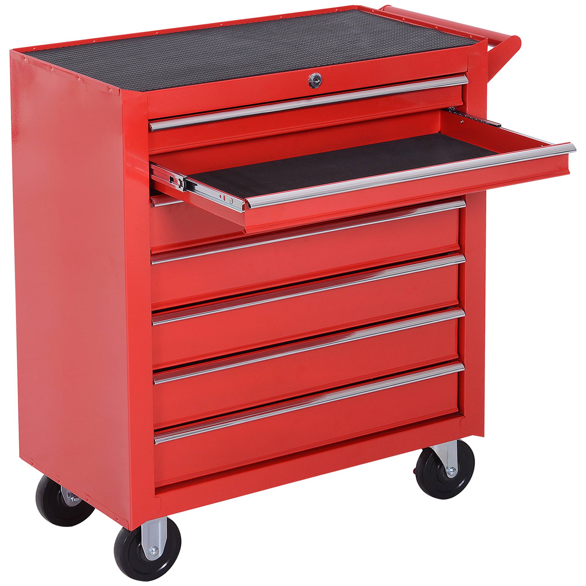 Sans Marque - Chariot outils, 2 petits & 5 grands tiroirs, acier, 150 kg, 69 x 33 x 75 cm, rouge - Image 2