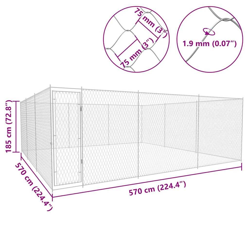Vidaxl - Chenil extérieur pour chiens Acier galvanisé 570x570x185 cm vidaXL 145034 - Image 6