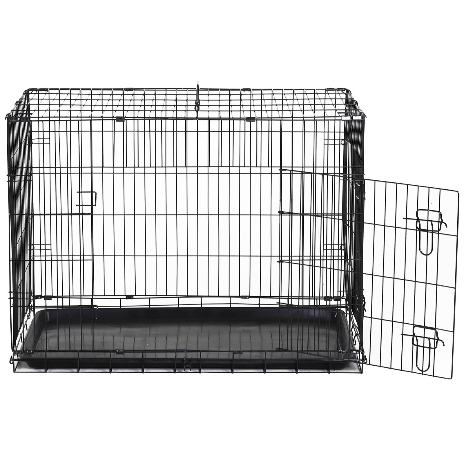 Pawhut - Cage caisse de transport pliante pour chien en métal noir 91 x 61 x 67 cm - Image 4