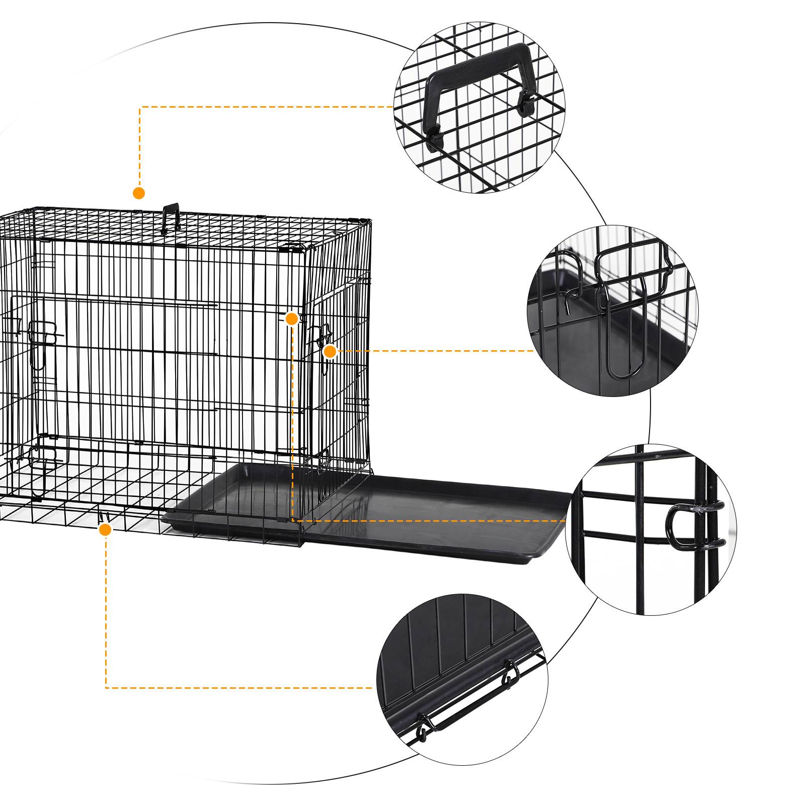 Pawhut - Cage caisse de transport pliante pour chien en métal noir 91 x 61 x 67 cm - Image 3