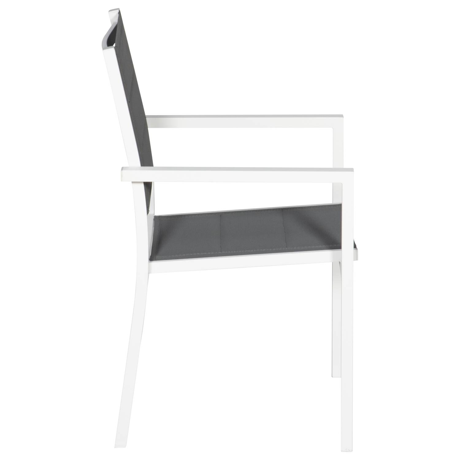 Happy Garden - Lot de 6 chaises rembourrées en aluminium blanc - textilène gris - HAPPY GARDEN - Imagen 4