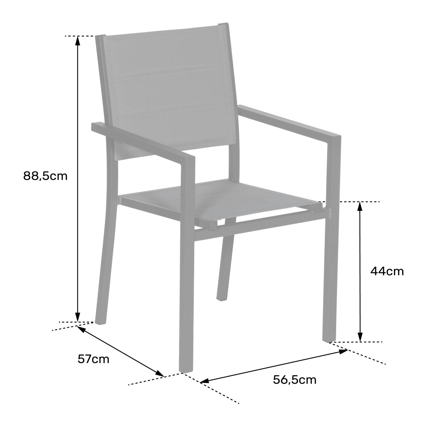 Happy Garden - Lot de 6 chaises rembourrées en aluminium blanc - textilène gris - HAPPY GARDEN - Imagen 7