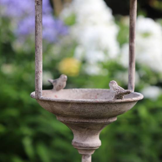 Mangeoire à oiseaux abreuvoir sur pied pique jardin métal gris 140cm Chemin de campagne - Imagen 6