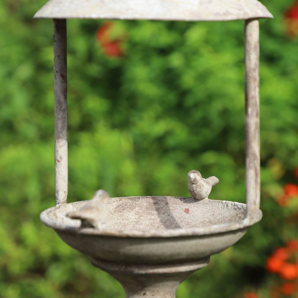 Mangeoire à oiseaux abreuvoir sur pied pique jardin métal gris 140cm Chemin de campagne - Imagen 3