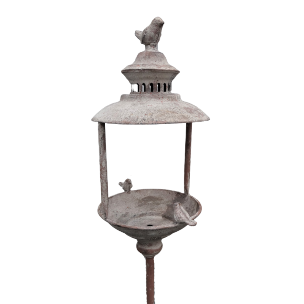 Mangeoire à oiseaux abreuvoir sur pied pique jardin métal gris 140cm Chemin de campagne - Imagen 1