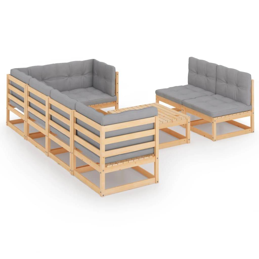 Helloshop26 - Salon de jardin meuble d'extérieur ensemble de mobilier 8 pièces avec coussins bois de pin massif - Imagen 2