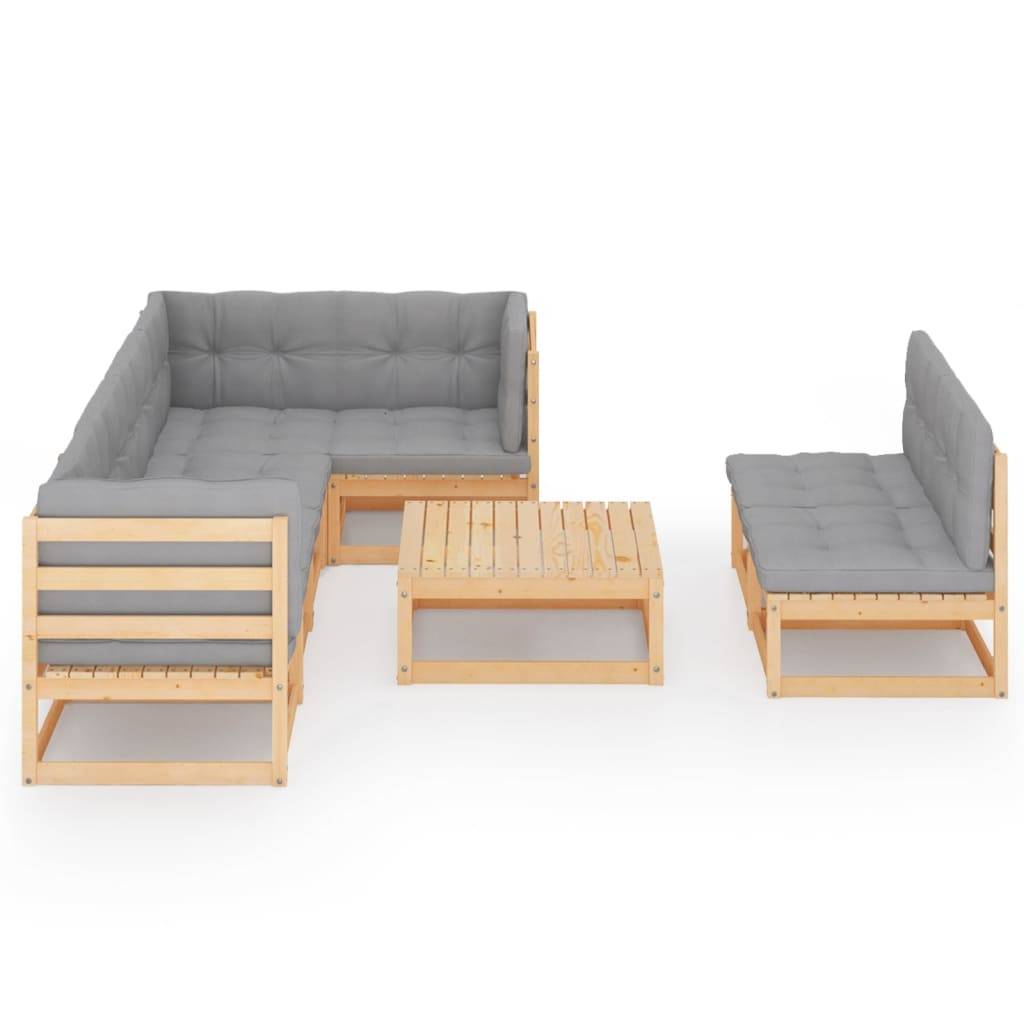 Helloshop26 - Salon de jardin meuble d'extérieur ensemble de mobilier 8 pièces avec coussins bois de pin massif - Imagen 1