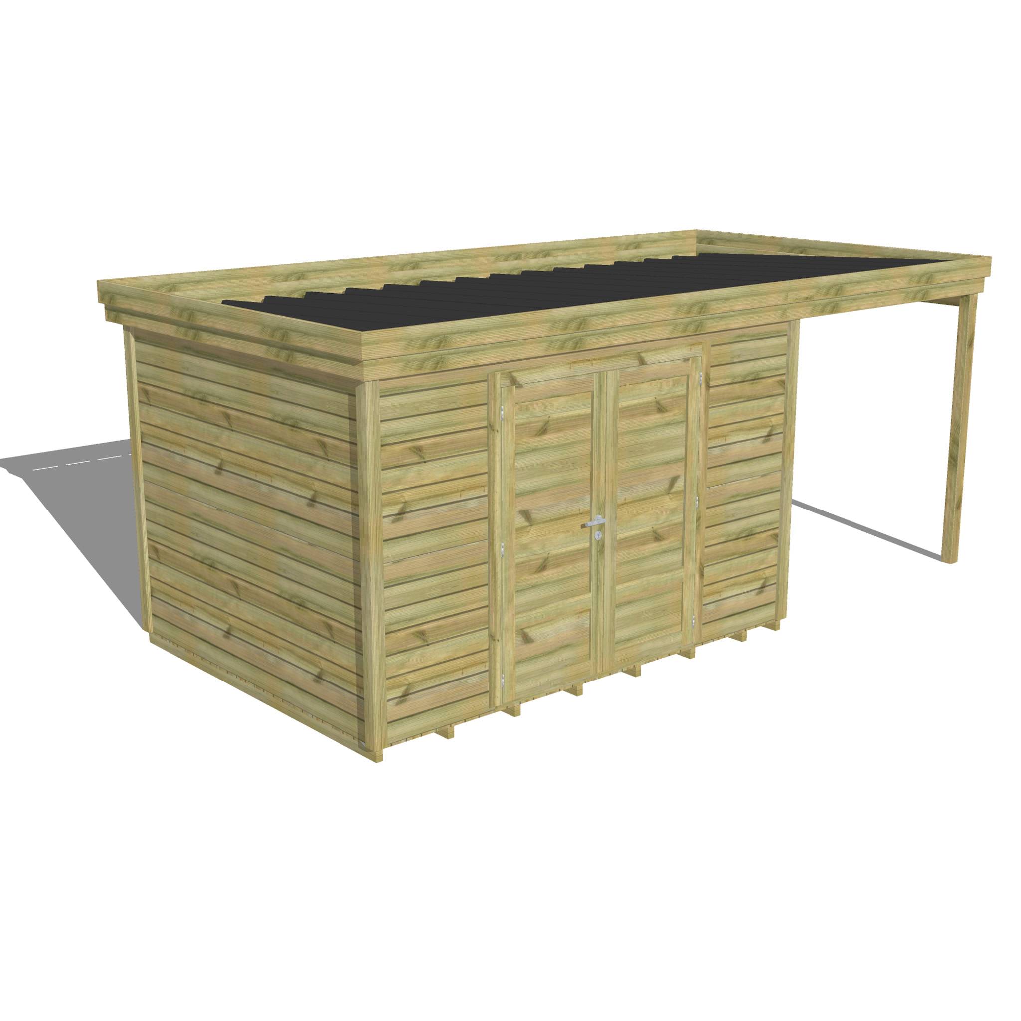 ABRI DE JARDIN bois  autoclave 27mm - 5,44x2,64m / 14m2 - Bac acier - Plancher bois - Image 1