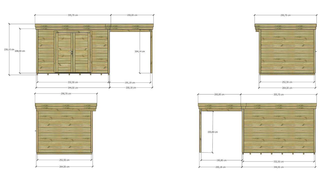 ABRI DE JARDIN bois  autoclave 27mm - 5,44x2,64m / 14m2 - Bac acier - Plancher bois - Image 4