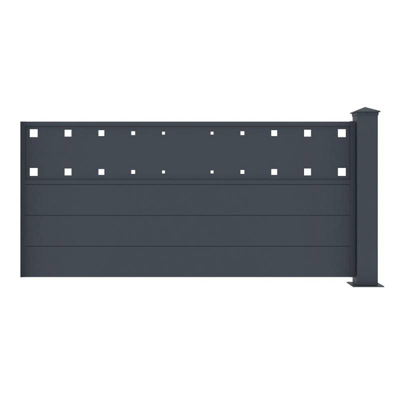 X-Metal - Clôture aluminium anthracite 190x89 cm avec poteau X-Metal Fancy Film