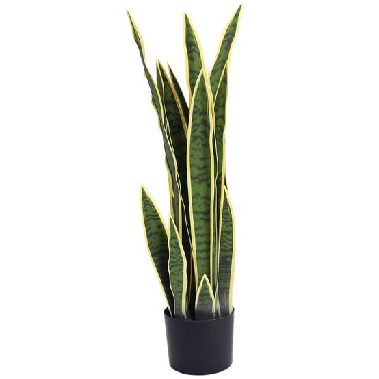 Sansevieria artificielle réaliste avec pot, Ø15cm x 80cm, vert et jaune - Image 2