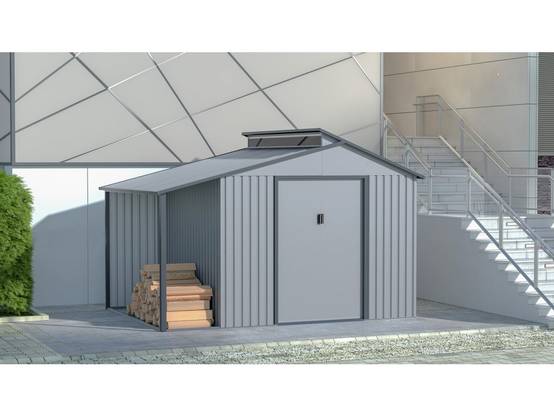 Abri De Jardin Métal Avec Pergola "madras" - 9.12 M² - 257 X 355 X 237 Cm - Gris -habitat Et Jardin - Image 2