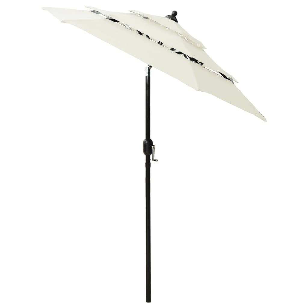 Helloshop26 - Parasol à 3 niveaux avec mât en aluminium 2 m sable - Imagen 3