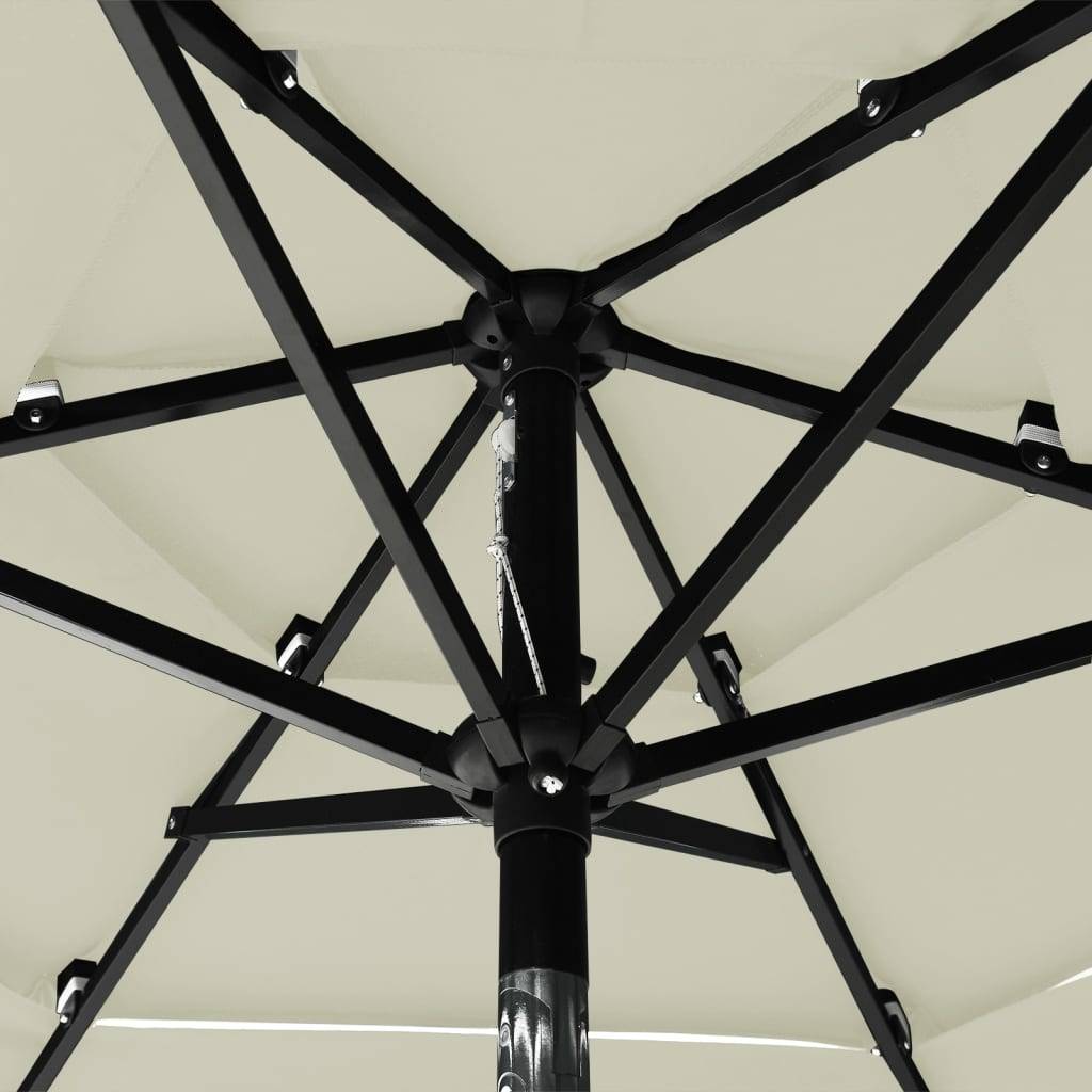 Helloshop26 - Parasol à 3 niveaux avec mât en aluminium 2 m sable - Imagen 5