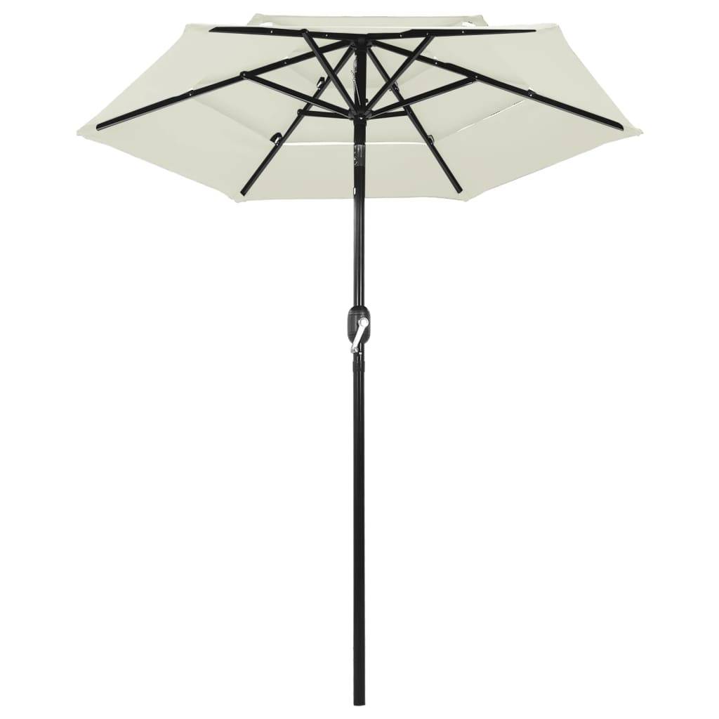 Helloshop26 - Parasol à 3 niveaux avec mât en aluminium 2 m sable - Imagen 2