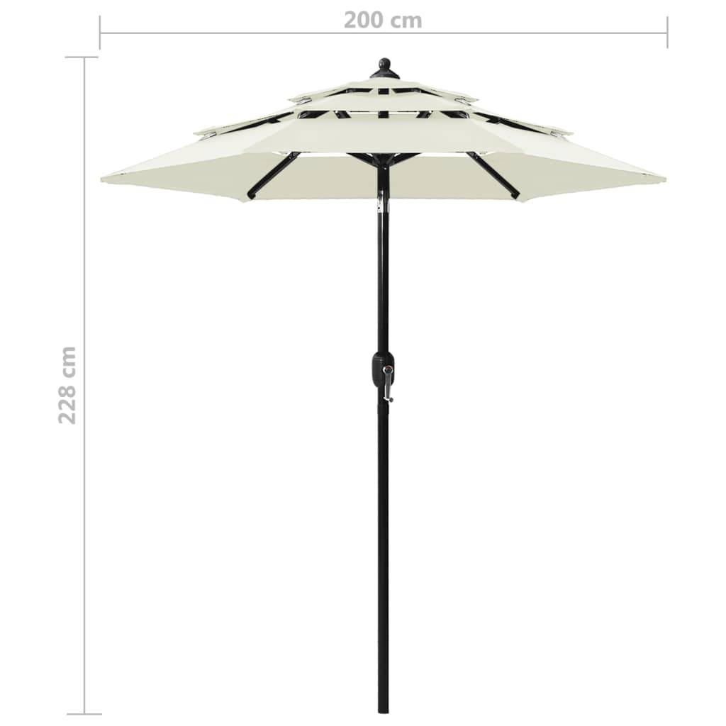 Helloshop26 - Parasol à 3 niveaux avec mât en aluminium 2 m sable - Imagen 7