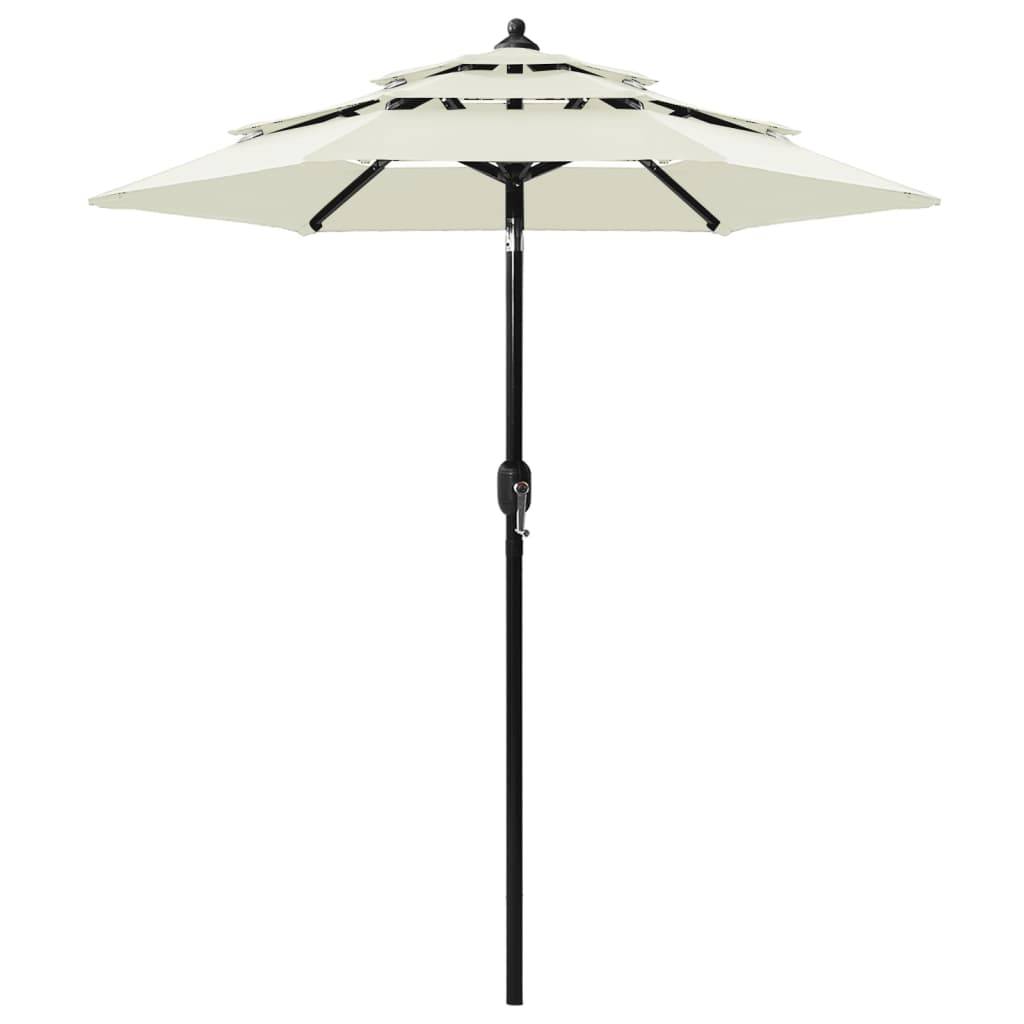 Helloshop26 - Parasol à 3 niveaux avec mât en aluminium 2 m sable - Imagen 1