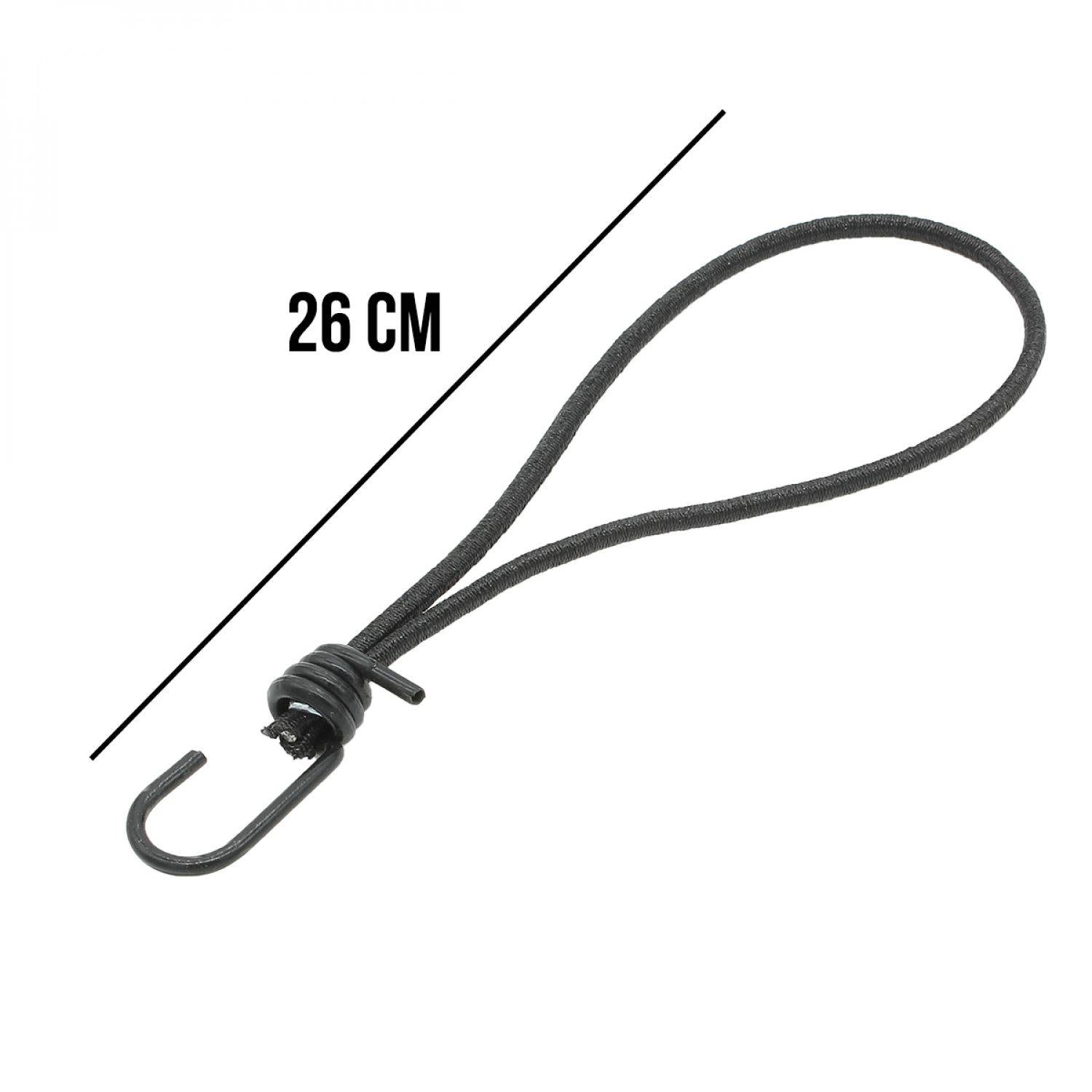 Linxor - Lot de 50 tendeurs sandows élastiques avec 1 crochet et boucle - 26 cm - Noir - Linxor - Imagen 2