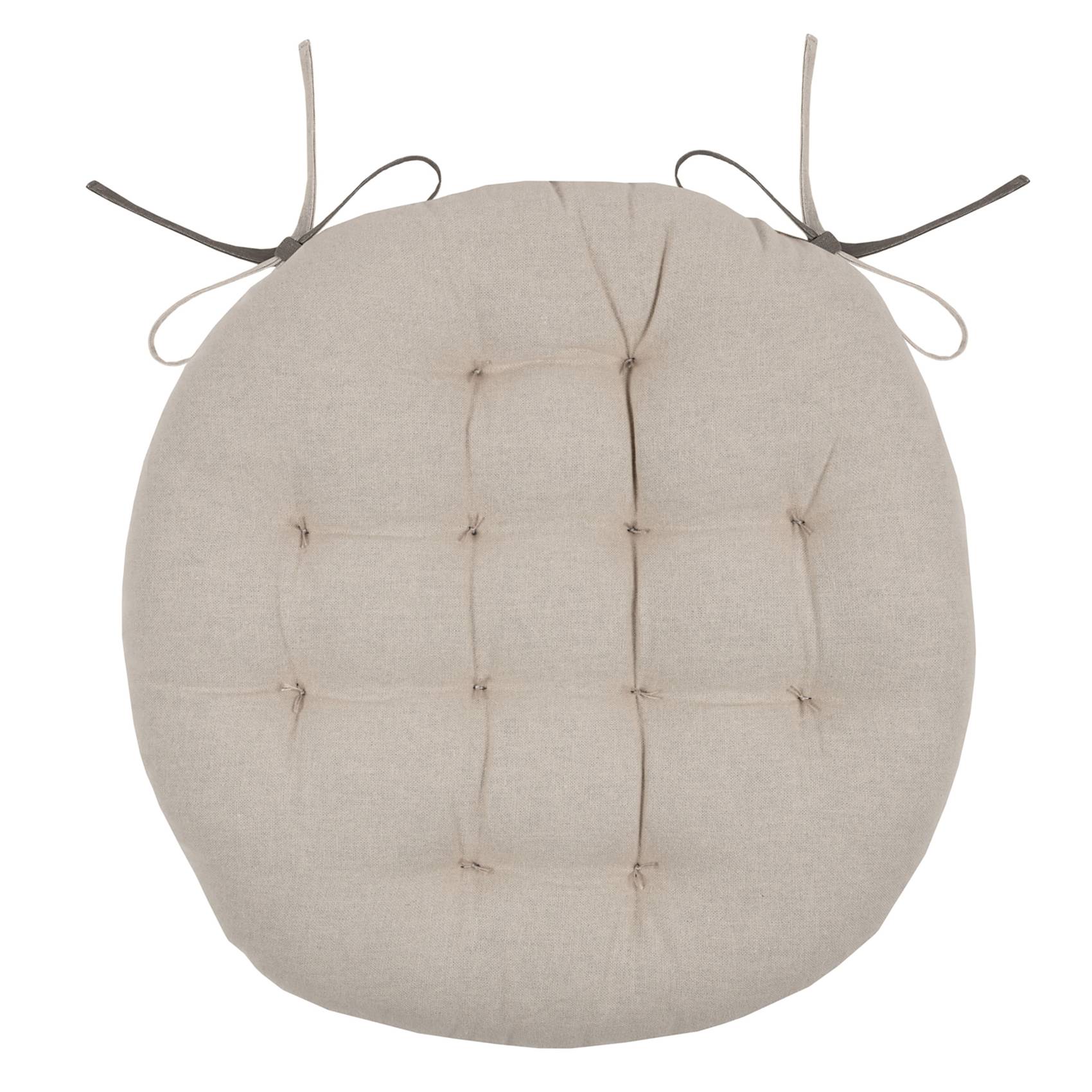 Lovely Casa - Galette de chaise ronde et bicolore - LOVELY CASA - Coton - Taupe - Image 2