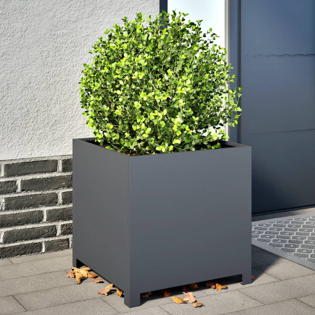 Jardinière, Bac à fleurs, Pot de fleurs anthracite 50x50x50 cm acier - Image 2