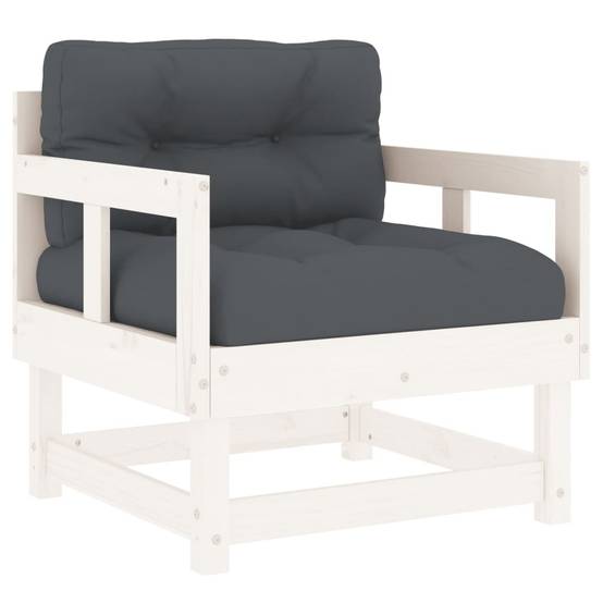 Lot de 2 Chaises de jardin avec coussins - Chaises d'extérieur - Fauteuils de jardin blanc bois de pin massif-JU12675 - Image 3