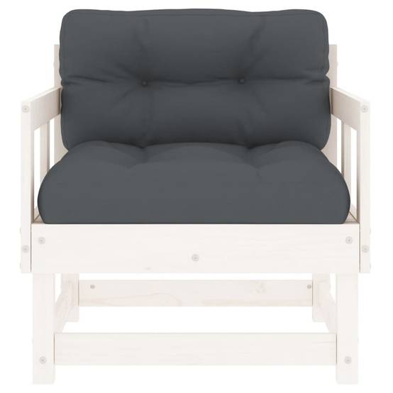 Lot de 2 Chaises de jardin avec coussins - Chaises d'extérieur - Fauteuils de jardin blanc bois de pin massif-JU12675 - Image 4