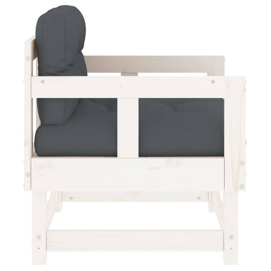 Lot de 2 Chaises de jardin avec coussins - Chaises d'extérieur - Fauteuils de jardin blanc bois de pin massif-JU12675 - Image 5