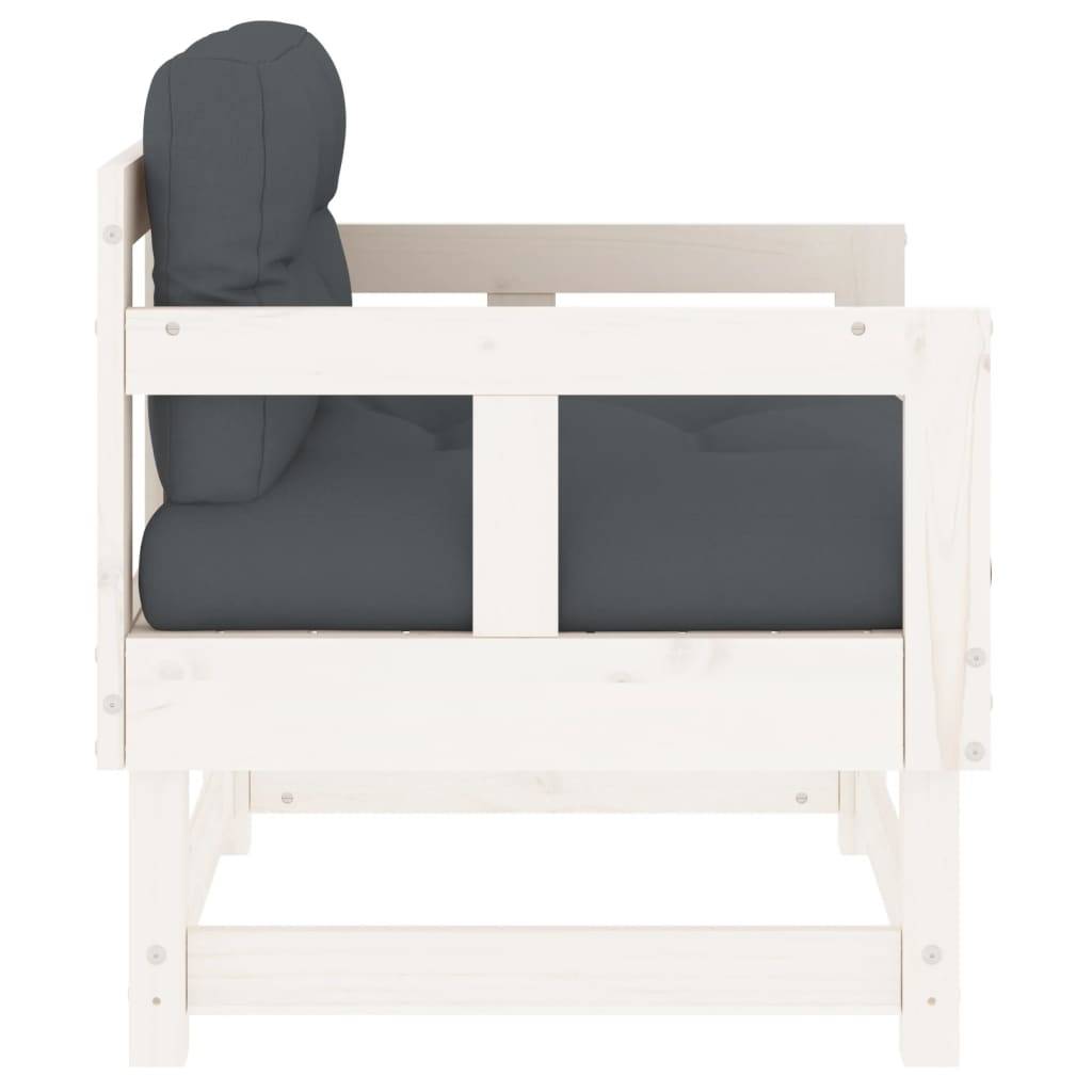Lot de 2 Chaises de jardin avec coussins - Chaises d'extérieur - Fauteuils de jardin blanc bois de pin massif-JU12675 - Image 5