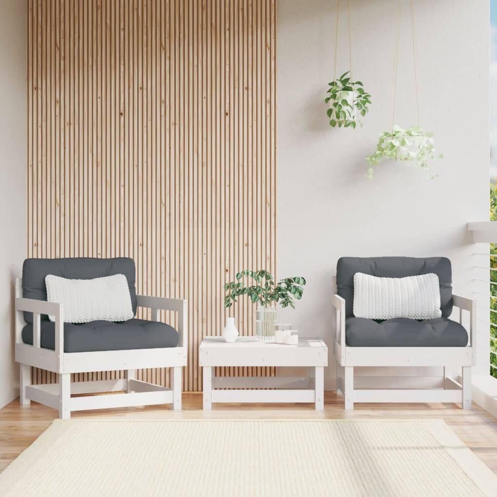 Lot de 2 Chaises de jardin avec coussins - Chaises d'extérieur - Fauteuils de jardin blanc bois de pin massif-JU12675 - Image 2