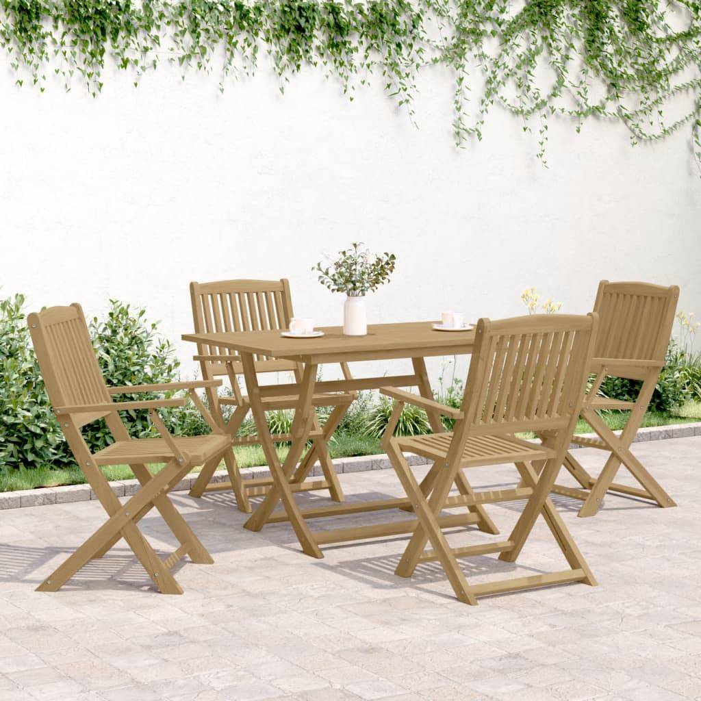 Maison Chic - Ensemble de 5 pcs table de jardin avec chaises - mobilier de jardin Bois d'acacia solide-JU2606 - Image 3