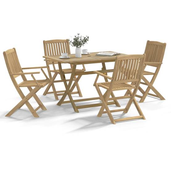 Maison Chic - Ensemble de 5 pcs table de jardin avec chaises - mobilier de jardin Bois d'acacia solide-JU2606 - Image 2