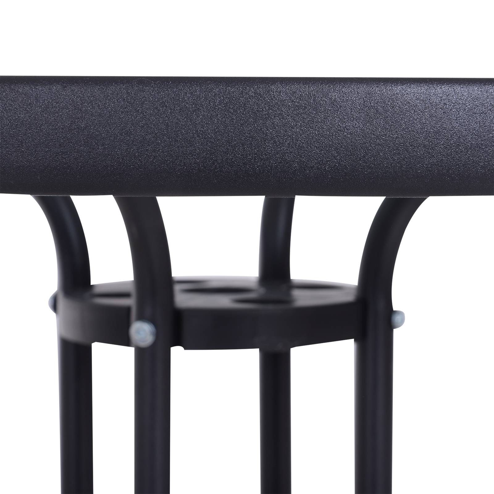 Outsunny - Table ronde bistro de jardin dim. Ø 80 x 72H cm espace installation parasol acier époxy noir plateau verre trempé - Image 9