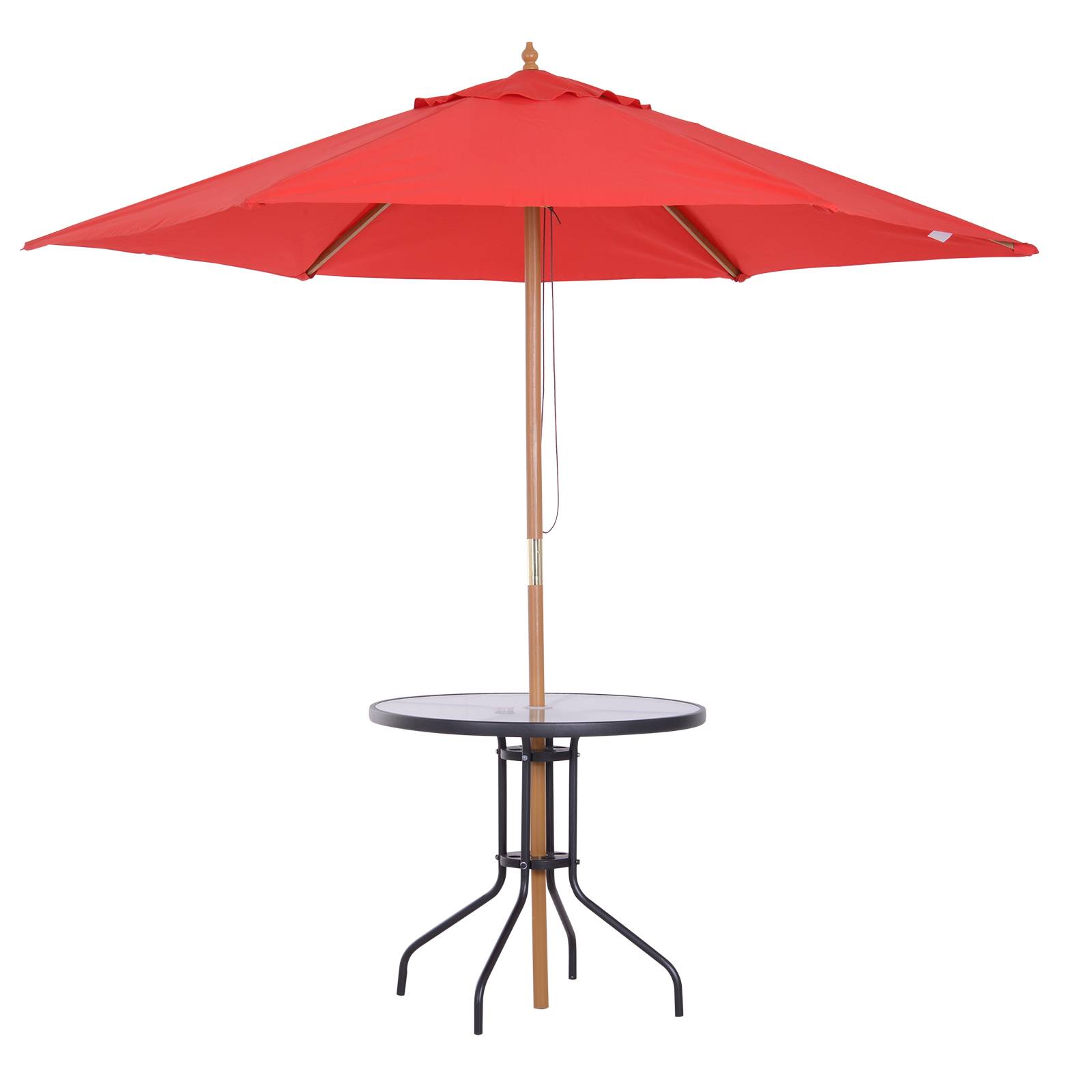 Outsunny - Table ronde bistro de jardin dim. Ø 80 x 72H cm espace installation parasol acier époxy noir plateau verre trempé - Image 4