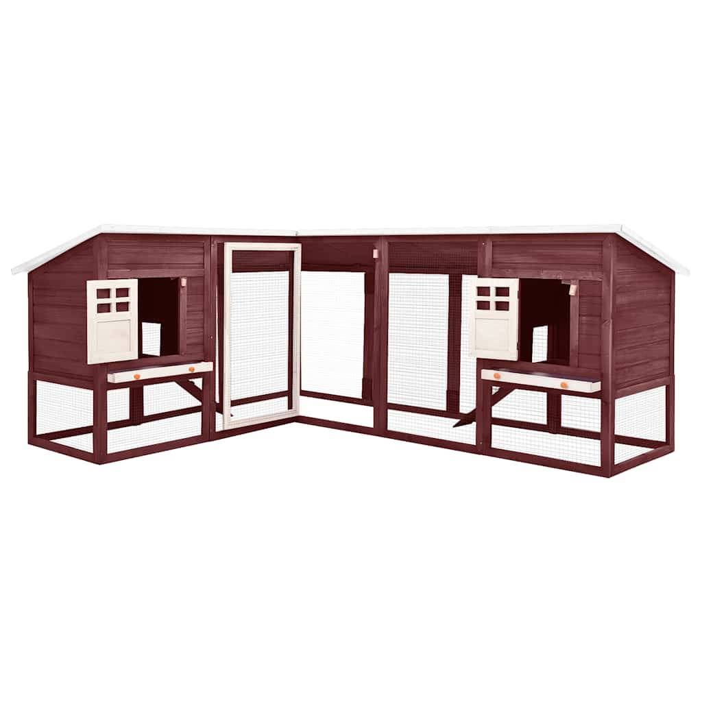 Vidaxl - Clapier d'extérieur avec piste Moka et blanc Bois de sapin vidaXL 170874 - Imagen 7
