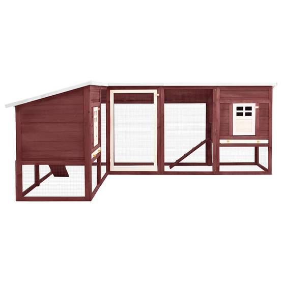 Vidaxl - Clapier d'extérieur avec piste Moka et blanc Bois de sapin vidaXL 170874 - Imagen 2