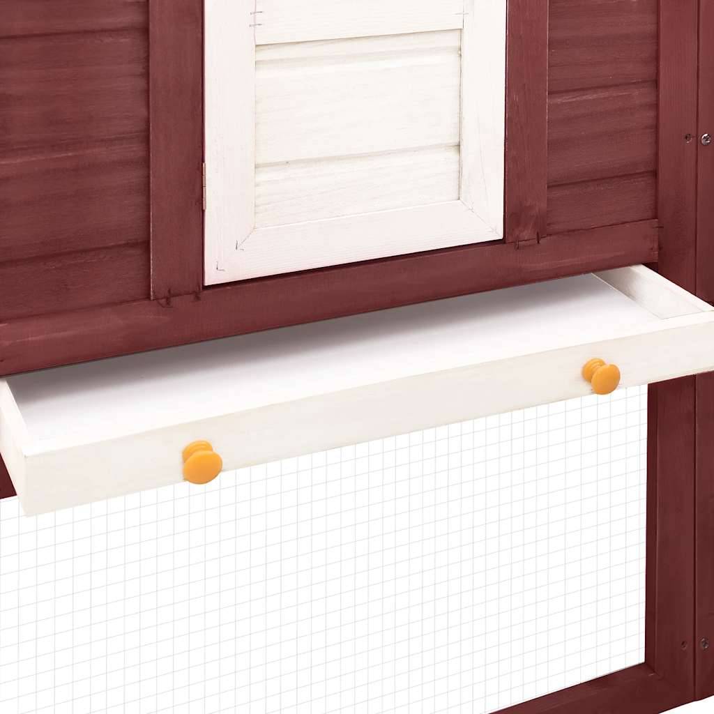 Vidaxl - Clapier d'extérieur avec piste Moka et blanc Bois de sapin vidaXL 170874 - Imagen 5