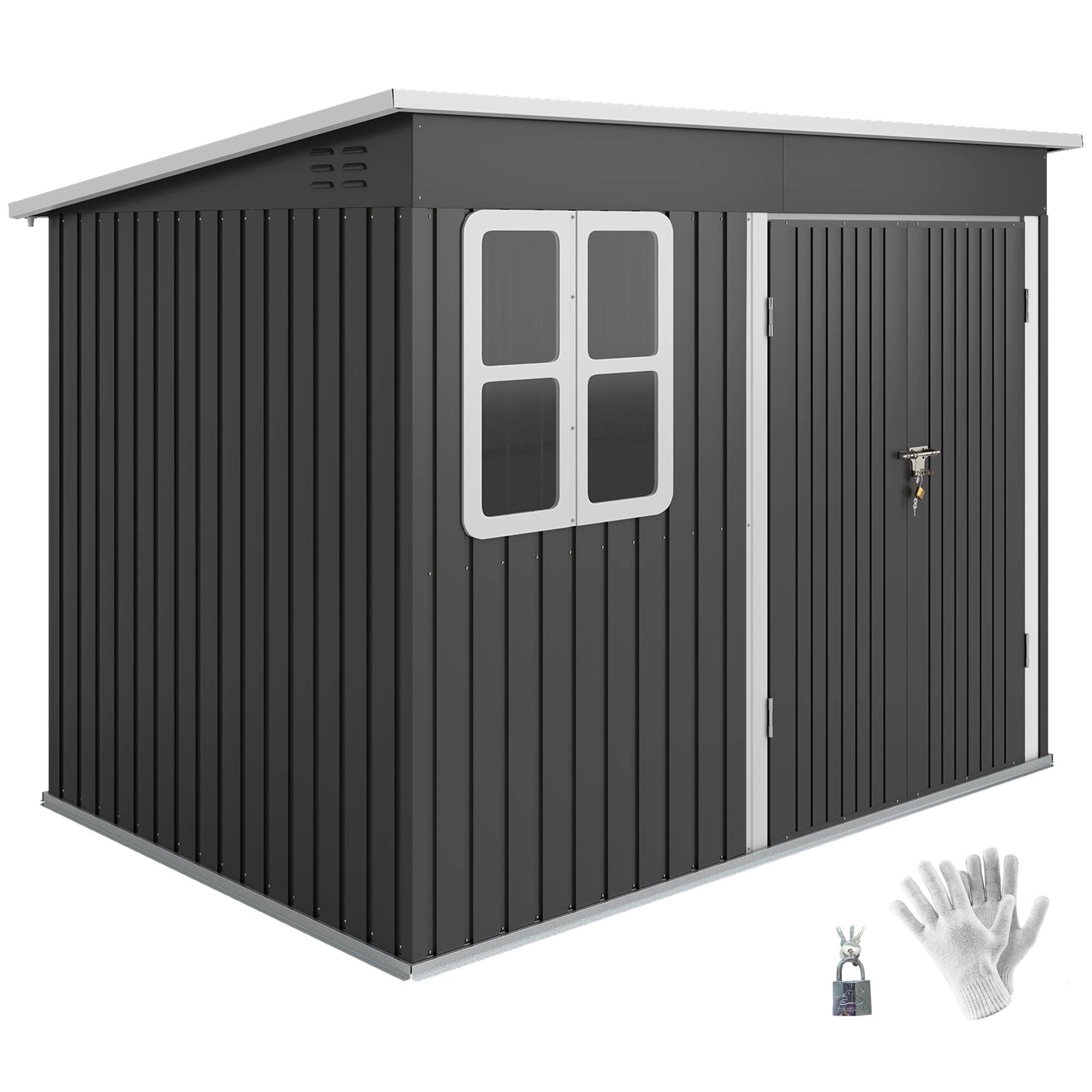 PANGIVO - Abri de jardin acier galvanisé gris foncé 260 x 177 x 190 cm - PANGIVO - Image 1