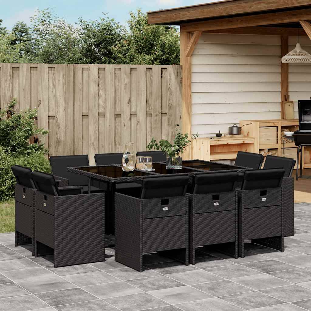 ComfortXL - Salon de Jardin Encastrable 10 Places en Résine Tressée Noire avec Coussins – ComfortXL Outdoor Living - Image 1