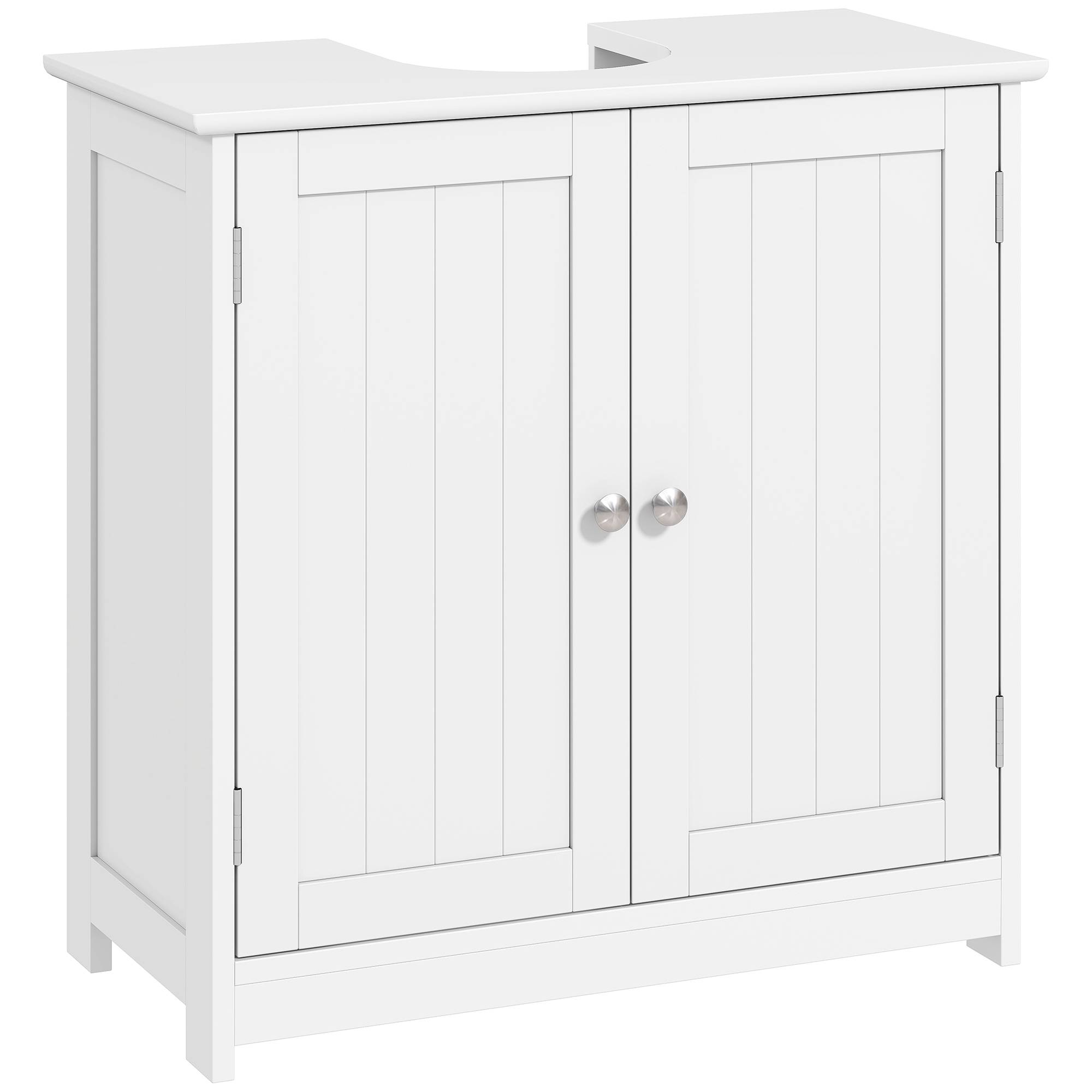 Sans Marque - Meuble salle bain sous lavabo meuble sous-vasque placard 2 portes étagère 60x30x60 cm bois blanc - Image 1