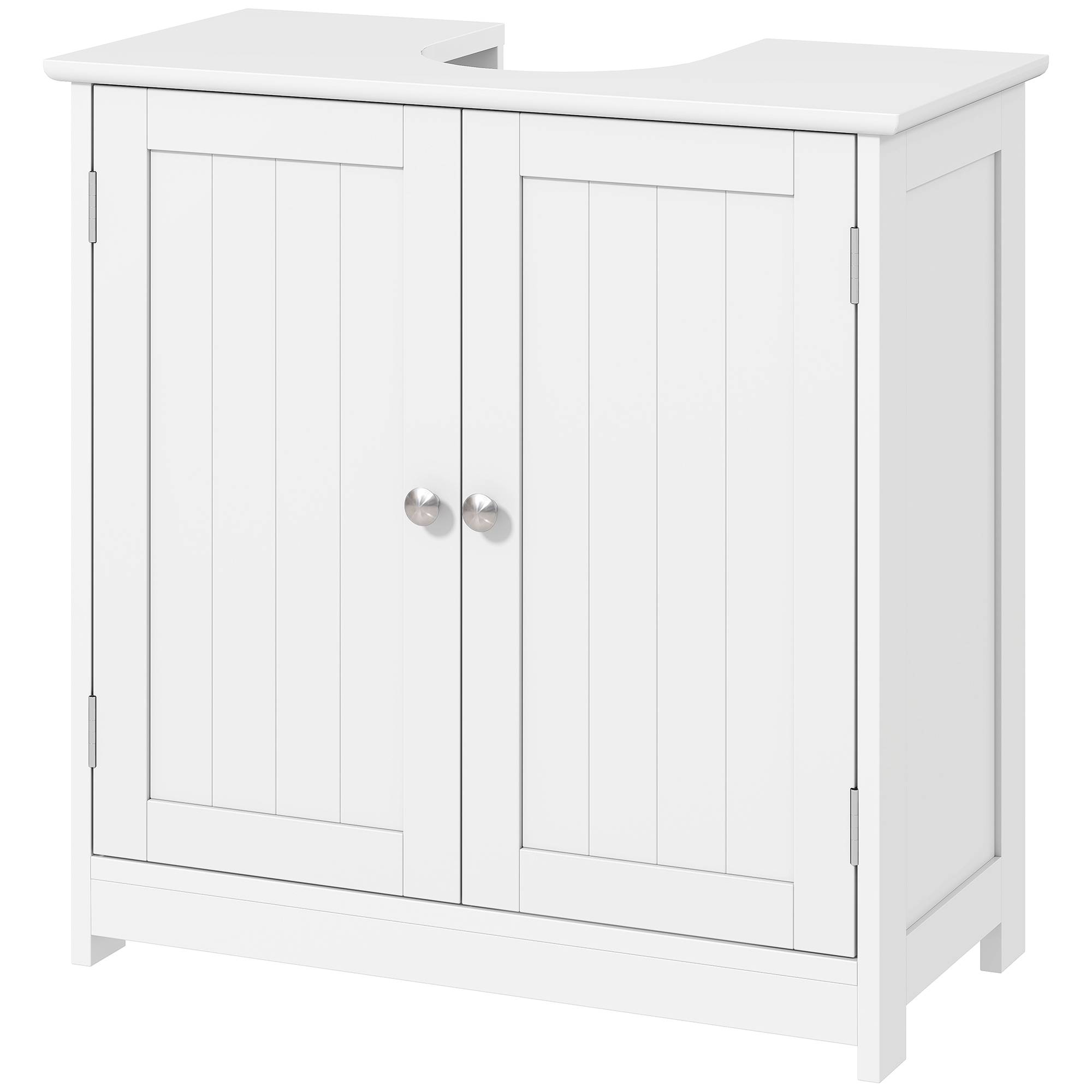 Sans Marque - Meuble salle bain sous lavabo meuble sous-vasque placard 2 portes étagère 60x30x60 cm bois blanc - Image 2