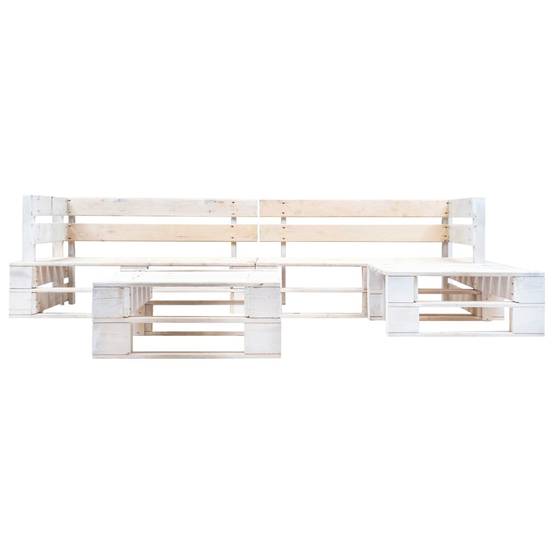 4 pcs Salon de jardin palette - Mobilier d'extérieur Bois Blanc-JU7715 - Image 1