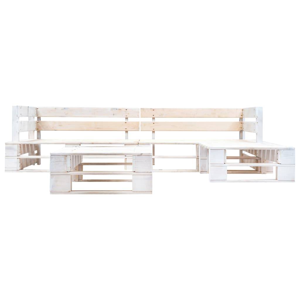 4 pcs Salon de jardin palette - Mobilier d'extérieur Bois Blanc-JU7715 - Image 1