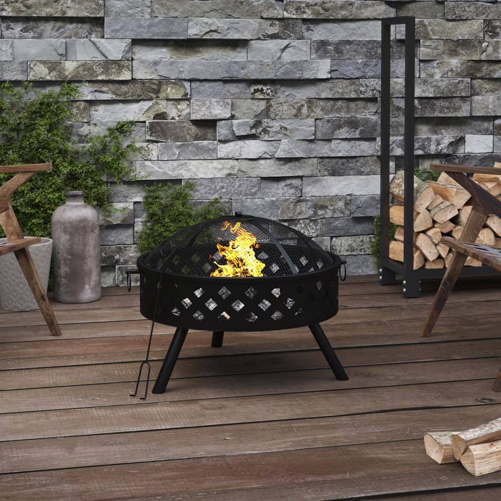 ComfortXL - Brasero Foyer de Jardin 58 cm en Acier Noir sur Pieds avec Tisonnier – ComfortXL Outdoor Living - Image 1