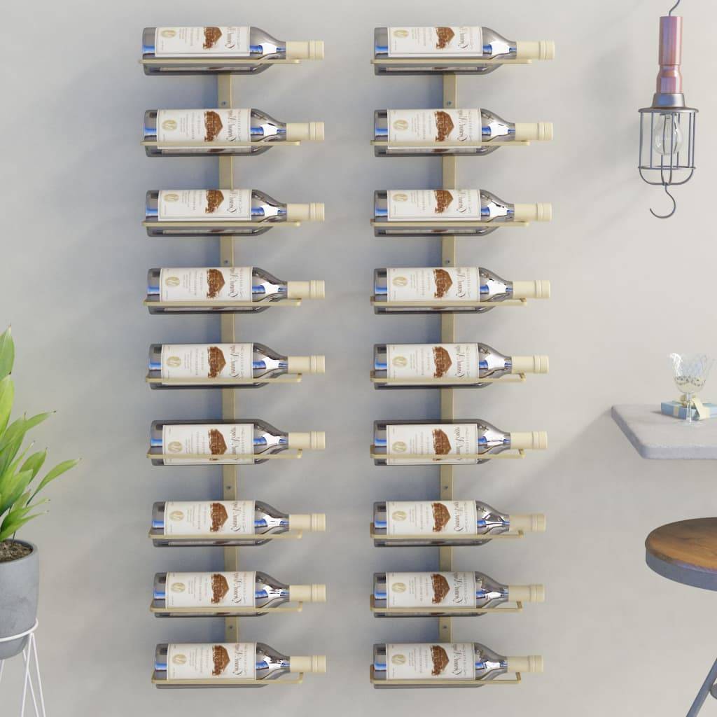 Autre - Casier à vin mural pour 9 bouteilles 2 pcs Doré Fer - Image 1
